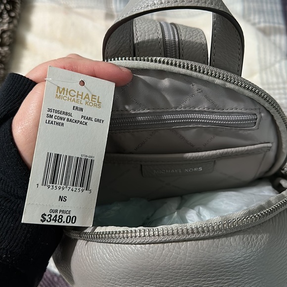 Michael Kors Pearl Grey Leather Mini Backpack - Picture 4 of 5